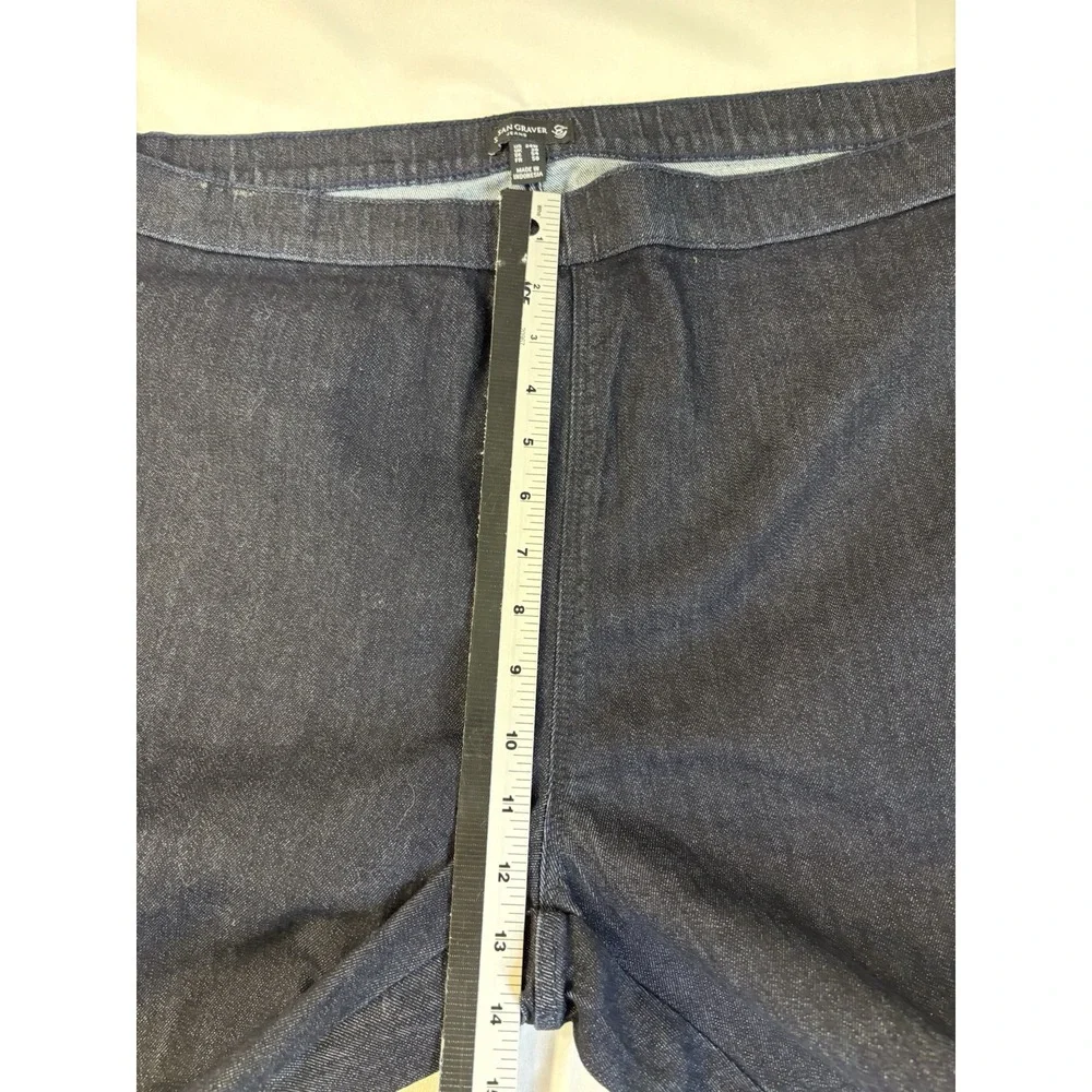 Susan Graver Jeans Women's 24W Dark Wash Pull On Ankle Embroidered Floral Boho